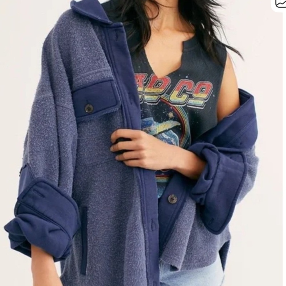 Free People Ruby Shacket Oversized Reverse Fleece… - image 1